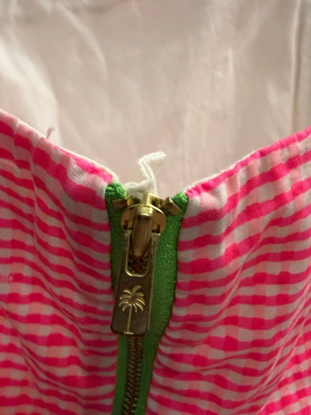 Lilly Pulitzer Lowe Strapless Dress Fiesta Pink Pretty Gingham Strapless Ruffle - Picture 5 of 6